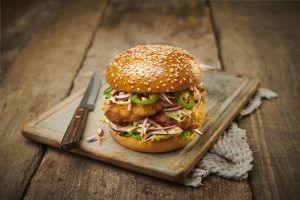 Fried Chicken Burger With Sesame Seeds